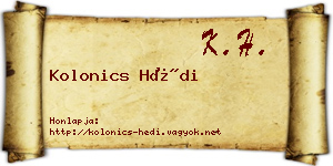 Kolonics Hédi névjegykártya